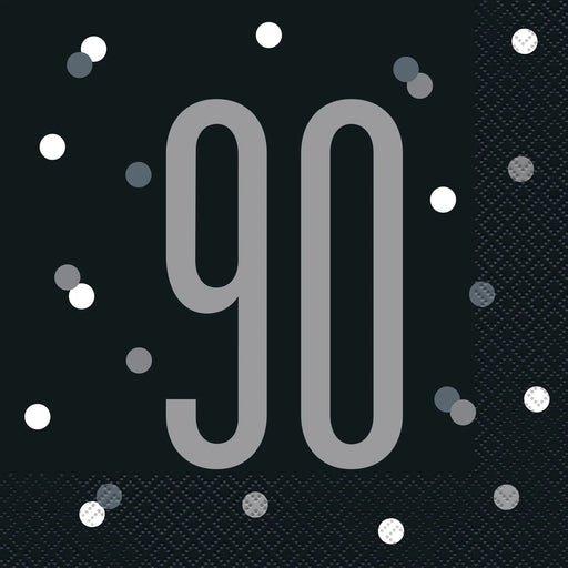 Age 90 Napkins - Black The Ultimate Balloon And Party Shop Cheltenham & Gloucester Balloons & Fancy Dress 