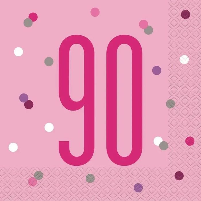 Age 90 Napkins - Pink The Ultimate Balloon And Party Shop Cheltenham & Gloucester Balloons & Fancy Dress 