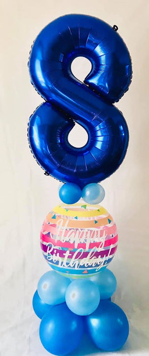 Giant number on bubble pillar multi colours - The Ultimate Balloon & Party Shop