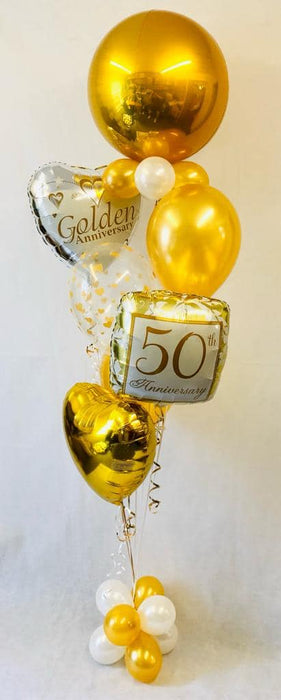 Deluxe 50th Golden Anniversary balloon display - The Ultimate Balloon & Party Shop