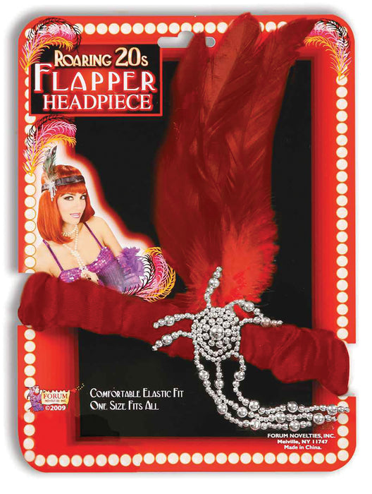1920's Flapper Red Feather Headband - The Ultimate Balloon & Party Shop