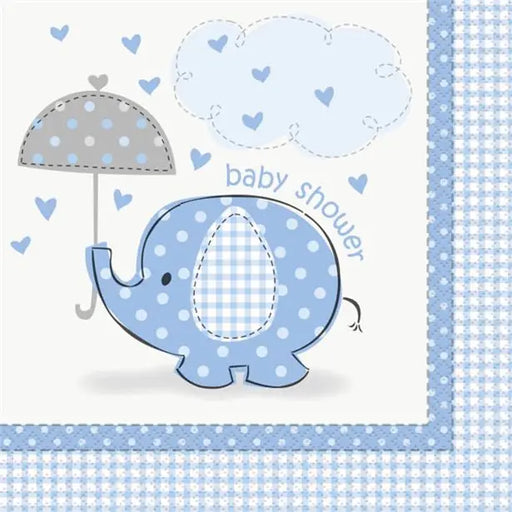 Baby Shower Napkins - Blue Elephants The Ultimate Balloon And Party Shop Cheltenham & Gloucester Balloons & Fancy Dress 
