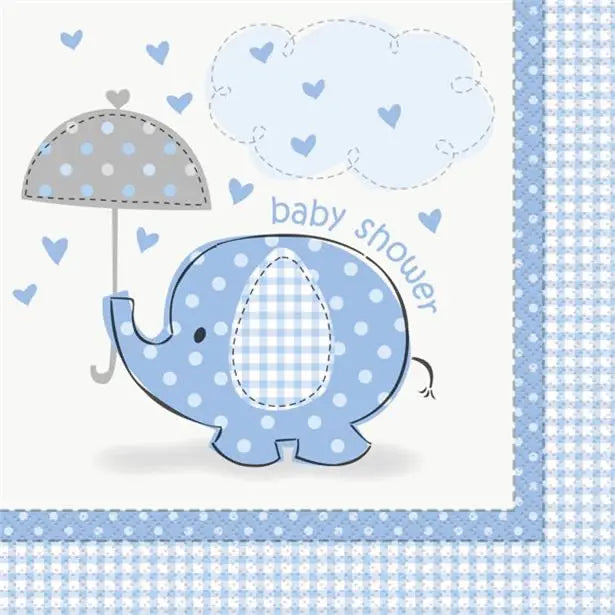 Baby Shower Napkins - Blue Elephants The Ultimate Balloon And Party Shop Cheltenham & Gloucester Balloons & Fancy Dress 