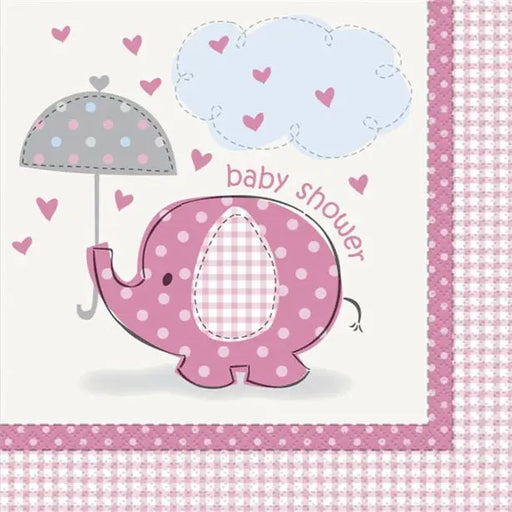 Baby Shower Napkins - Pink Elephants The Ultimate Balloon And Party Shop Cheltenham & Gloucester Balloons & Fancy Dress 
