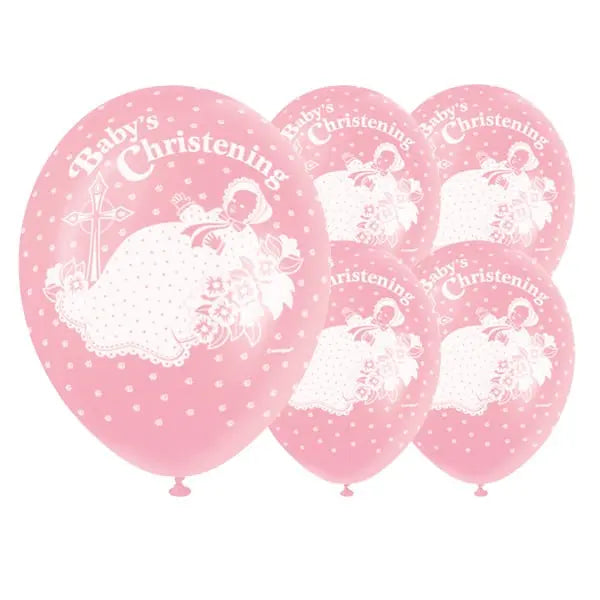 Baby's Christening Pink Balloons 5 Pack The Ultimate Balloon And Party Shop Cheltenham & Gloucester Balloons & Fancy Dress 