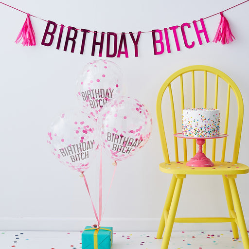 Birthday B*tch Bunting & Confetti Balloon Kit The Ultimate Balloon And Party Shop Cheltenham & Gloucester Balloons & Fancy Dress 