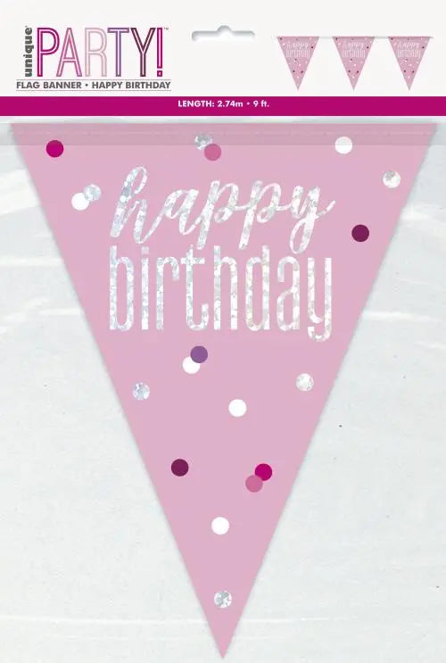Birthday Bunting - Pink The Ultimate Balloon And Party Shop Cheltenham & Gloucester Balloons & Fancy Dress 