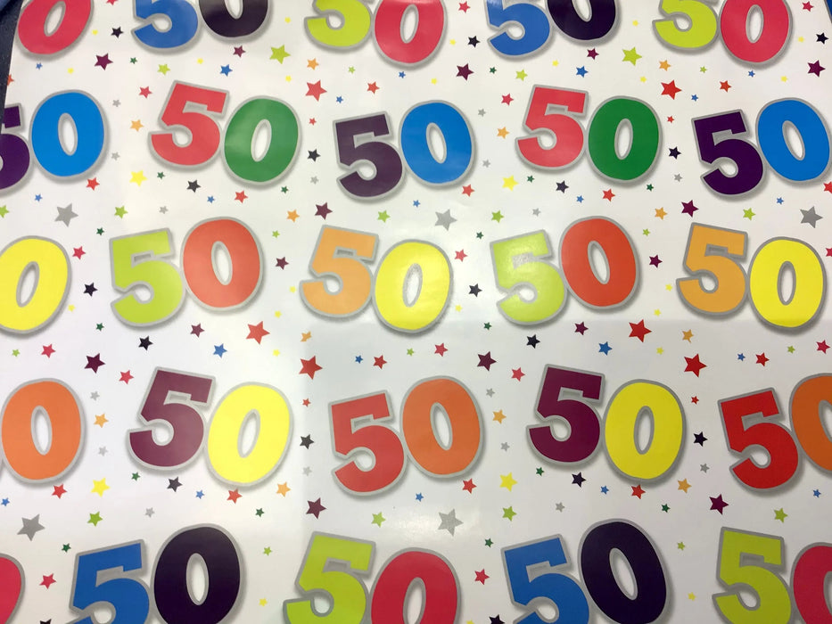 Birthday Gift Wrap - Age 50 The Ultimate Balloon And Party Shop Cheltenham & Gloucester Balloons & Fancy Dress 