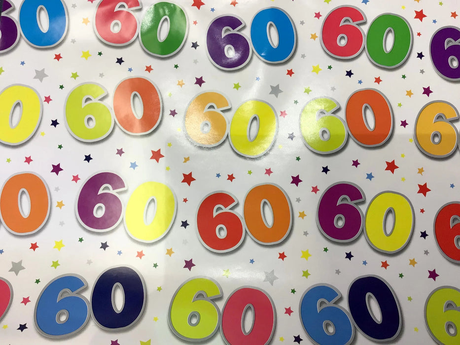 Birthday Gift Wrap - Age 60 The Ultimate Balloon And Party Shop Cheltenham & Gloucester Balloons & Fancy Dress 