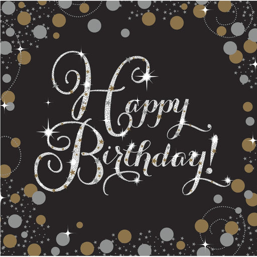 Birthday Napkins - Black and Gold The Ultimate Balloon And Party Shop Cheltenham & Gloucester Balloons & Fancy Dress 