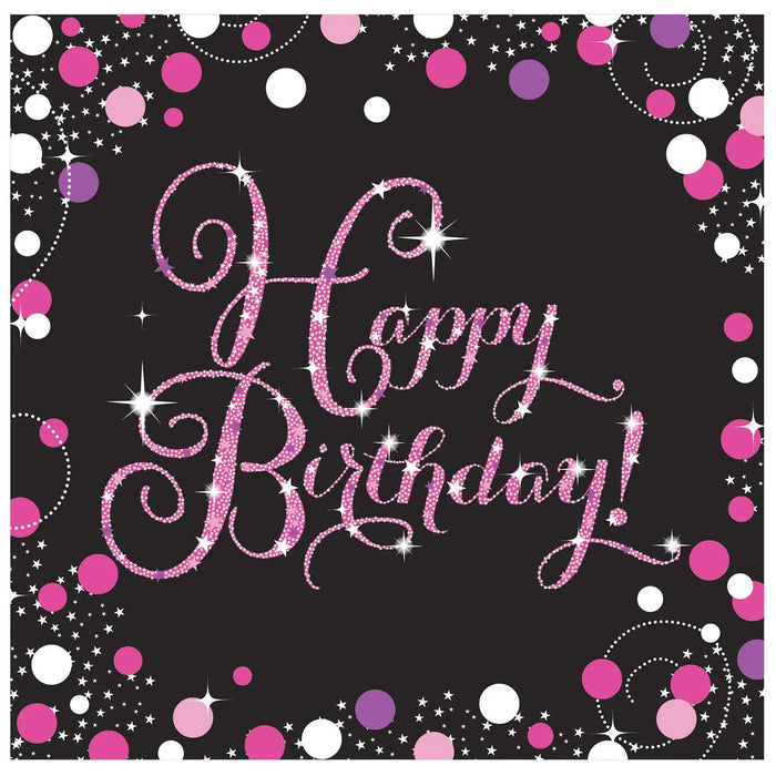 Birthday Napkins - Black and Pink The Ultimate Balloon And Party Shop Cheltenham & Gloucester Balloons & Fancy Dress 