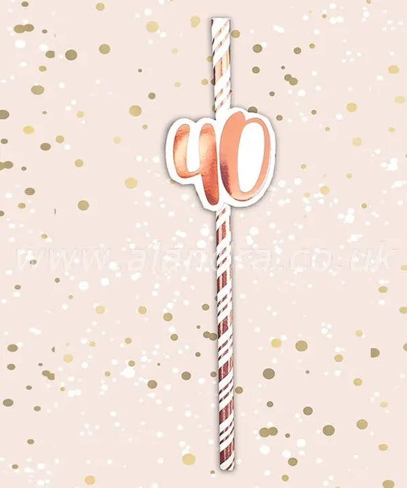 Birthday Paper Straws - Age 40 The Ultimate Balloon And Party Shop Cheltenham & Gloucester Balloons & Fancy Dress 