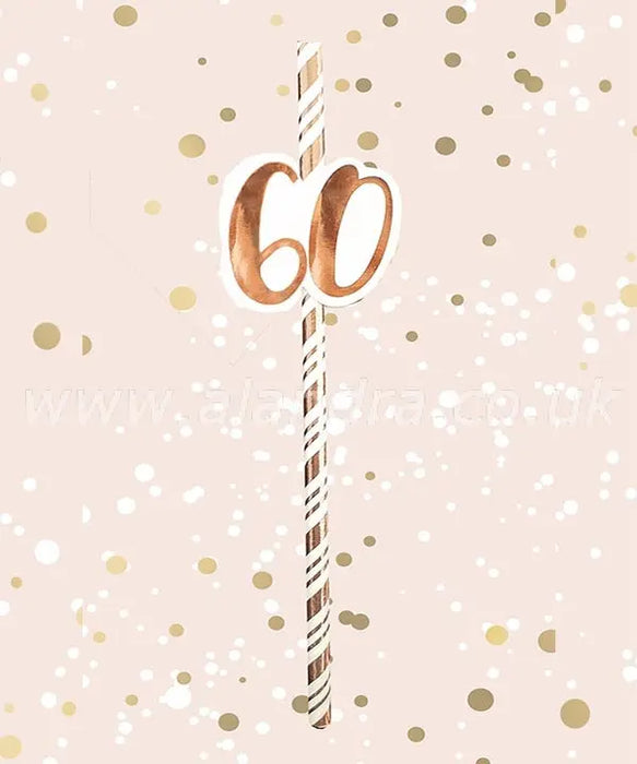 Birthday Paper Straws - Age 60 The Ultimate Balloon And Party Shop Cheltenham & Gloucester Balloons & Fancy Dress 