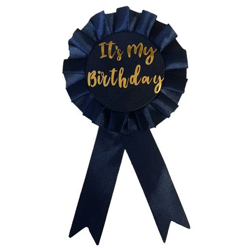 Birthday Rosette - Navy Blue & Gold The Ultimate Balloon And Party Shop Cheltenham & Gloucester Balloons & Fancy Dress 