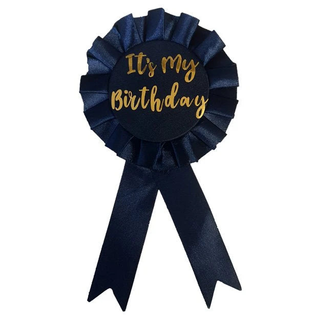 Birthday Rosette - Navy Blue & Gold The Ultimate Balloon And Party Shop Cheltenham & Gloucester Balloons & Fancy Dress 
