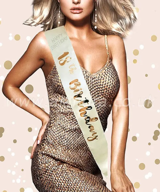 Birthday Sash - Age 18 - Rose Gold The Ultimate Balloon And Party Shop Cheltenham & Gloucester Balloons & Fancy Dress 