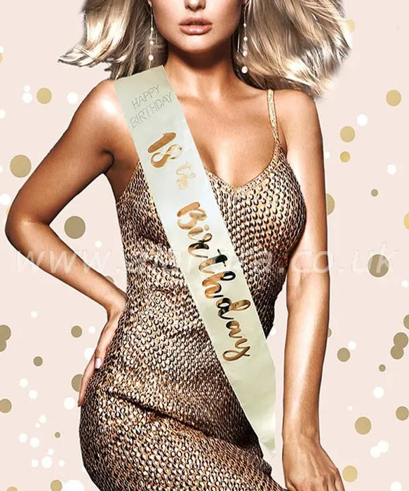 Birthday Sash - Age 18 - Rose Gold The Ultimate Balloon And Party Shop Cheltenham & Gloucester Balloons & Fancy Dress 