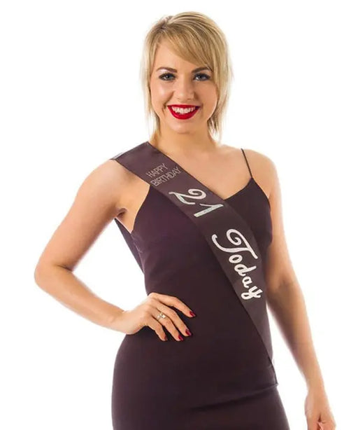 Birthday Sash - Age 21 - Black The Ultimate Balloon And Party Shop Cheltenham & Gloucester Balloons & Fancy Dress 