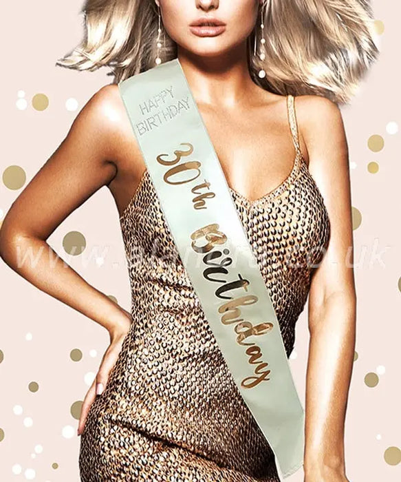 Birthday Sash - Age 30 - Rose Gold The Ultimate Balloon And Party Shop Cheltenham & Gloucester Balloons & Fancy Dress 