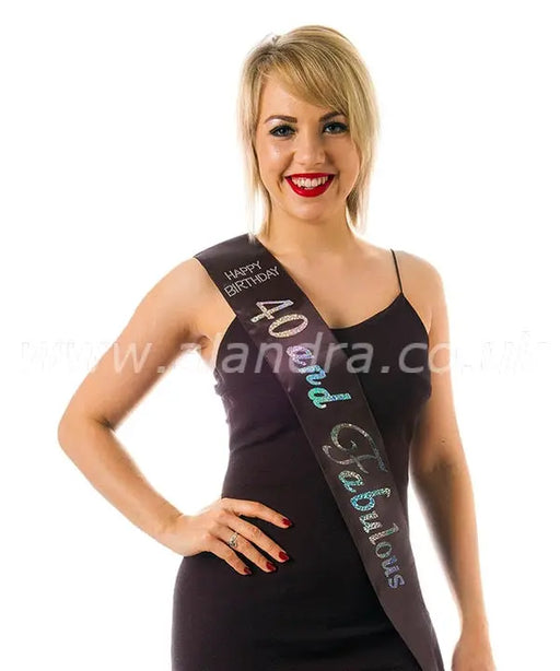 Birthday Sash - Age 40 - Black The Ultimate Balloon And Party Shop Cheltenham & Gloucester Balloons & Fancy Dress 