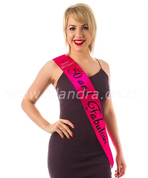 Birthday Sash - Age 50 - Hot Pink The Ultimate Balloon And Party Shop Cheltenham & Gloucester Balloons & Fancy Dress 