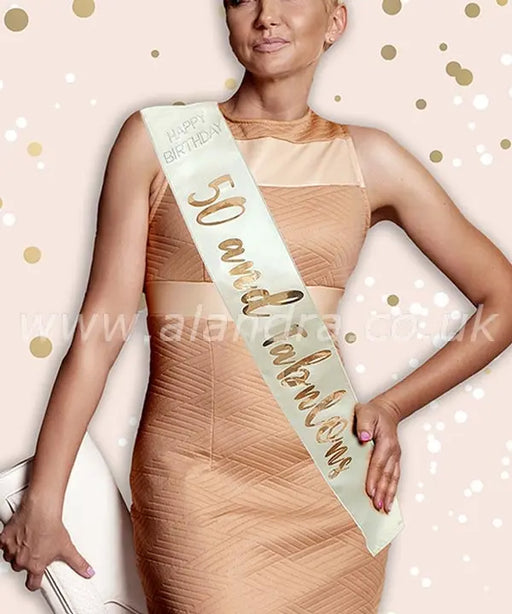 Birthday Sash - Age 50 - Rose Gold The Ultimate Balloon And Party Shop Cheltenham & Gloucester Balloons & Fancy Dress 