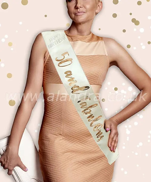Birthday Sash - Age 50 - Rose Gold The Ultimate Balloon And Party Shop Cheltenham & Gloucester Balloons & Fancy Dress 