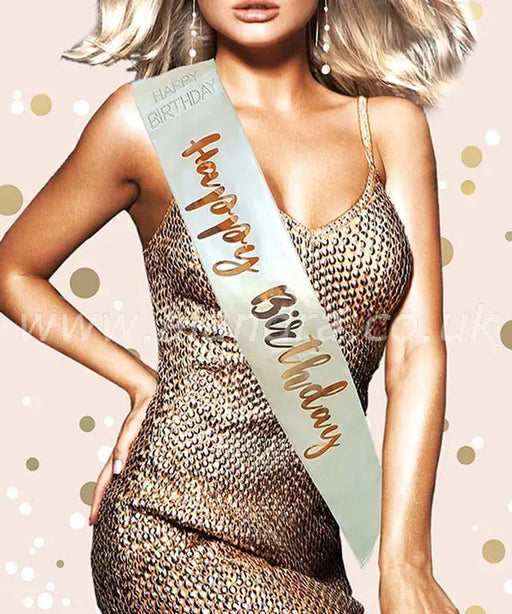 Birthday Sash - Happy Birthday - Rose Gold The Ultimate Balloon And Party Shop Cheltenham & Gloucester Balloons & Fancy Dress 