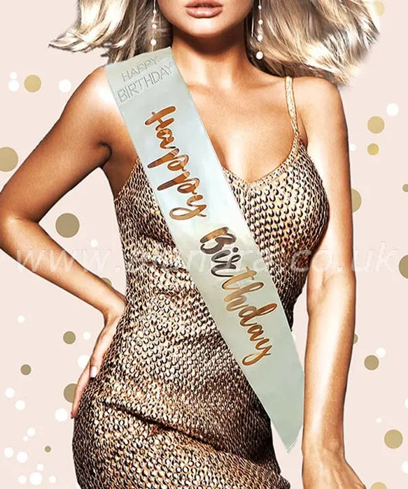 Birthday Sash - Happy Birthday - Rose Gold The Ultimate Balloon And Party Shop Cheltenham & Gloucester Balloons & Fancy Dress 