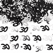 Birthday Table Confetti - Various Ages - Black & Silver The Ultimate Balloon And Party Shop Cheltenham & Gloucester Balloons & Fancy Dress 