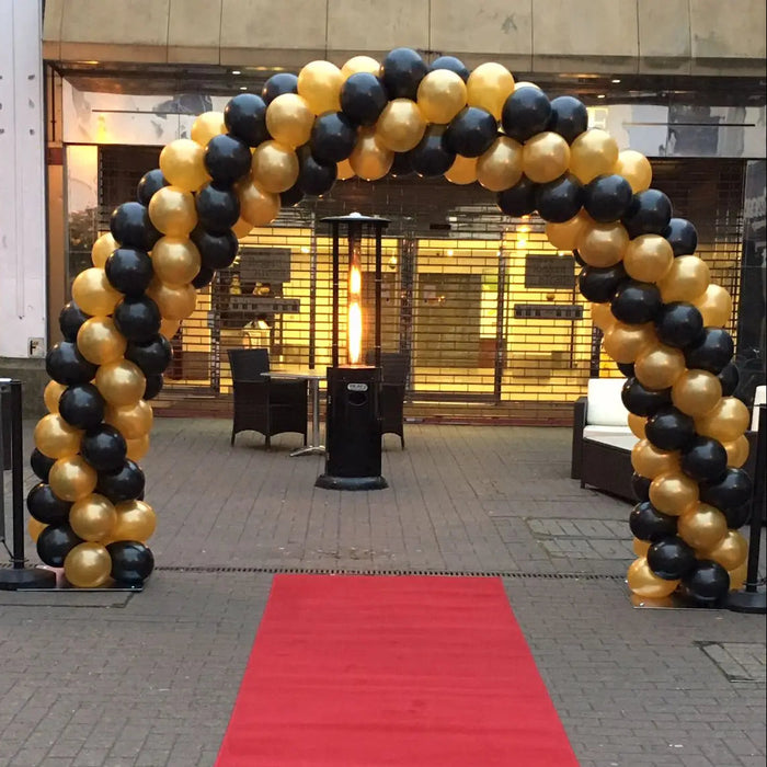 Black & Gold Spiral Arch with Letter Balloons The Ultimate Balloon And Party Shop Cheltenham & Gloucester Balloons & Fancy Dress 