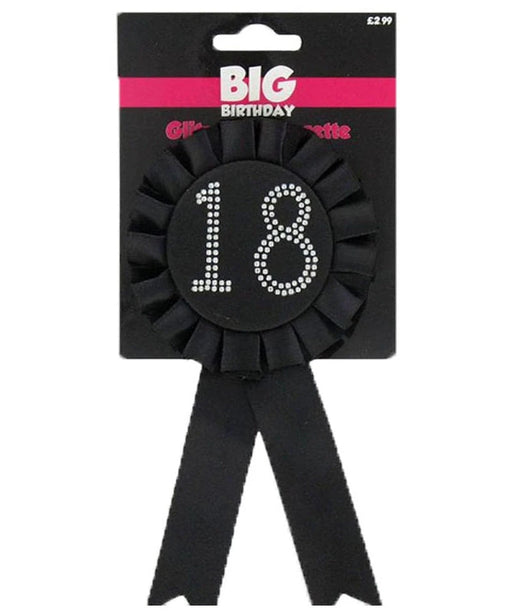 Black & Silver Rosette - Age 18 The Ultimate Balloon And Party Shop Cheltenham & Gloucester Balloons & Fancy Dress 