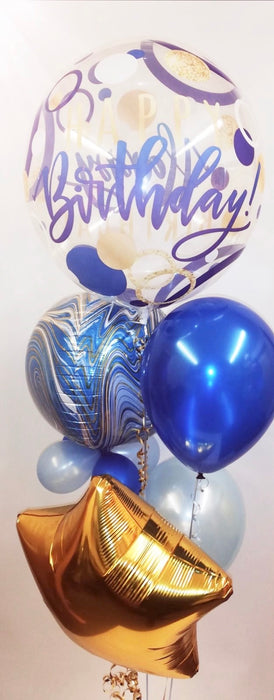Birthday Bubble Assorted Display - Blue/Gold - The Ultimate Balloon & Party Shop