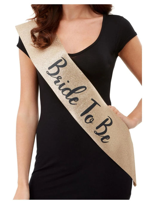 Bride to Be Sash - Glitz Gold & Black The Ultimate Balloon And Party Shop Cheltenham & Gloucester Balloons & Fancy Dress 