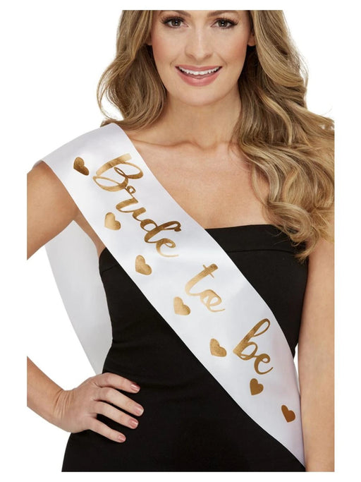Bride to Be Sash - White & Gold The Ultimate Balloon And Party Shop Cheltenham & Gloucester Balloons & Fancy Dress 
