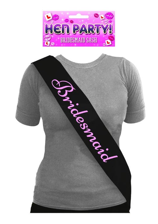 Bridesmaid Sash - Black/Pink The Ultimate Balloon And Party Shop Cheltenham & Gloucester Balloons & Fancy Dress 