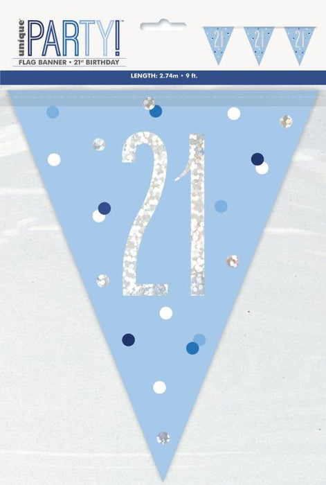 Age 21 Bunting - Blue - The Ultimate Balloon & Party Shop