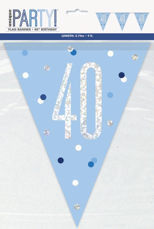 Age 40 Bunting - Blue - The Ultimate Balloon & Party Shop