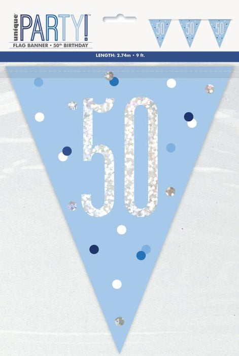 Age 50 Bunting - Blue - The Ultimate Balloon & Party Shop