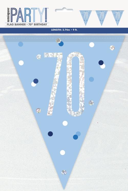 Age 70 Bunting - Blue - The Ultimate Balloon & Party Shop
