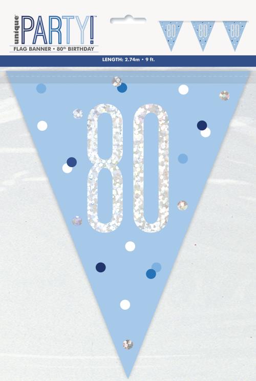 Age 80 Bunting - Blue - The Ultimate Balloon & Party Shop