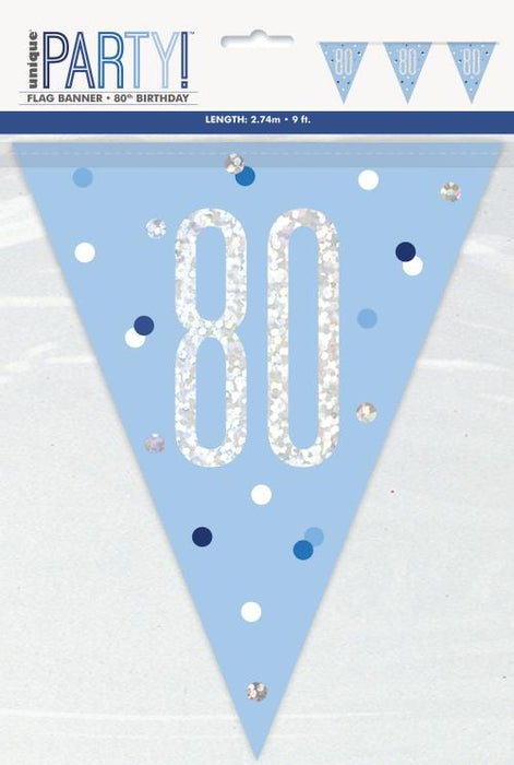 Age 80 Bunting - Blue - The Ultimate Balloon & Party Shop