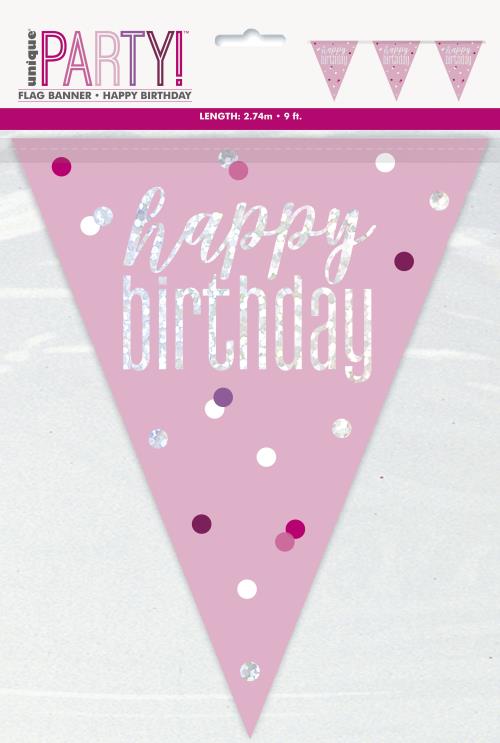 Birthday Bunting - Pink - The Ultimate Balloon & Party Shop