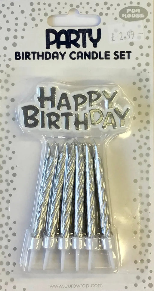 Candle & Cake Topper Set - Silver The Ultimate Balloon And Party Shop Cheltenham & Gloucester Balloons & Fancy Dress 