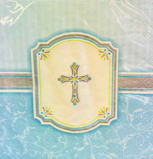 Christening Blue Cross Napkins The Ultimate Balloon And Party Shop Cheltenham & Gloucester Balloons & Fancy Dress 