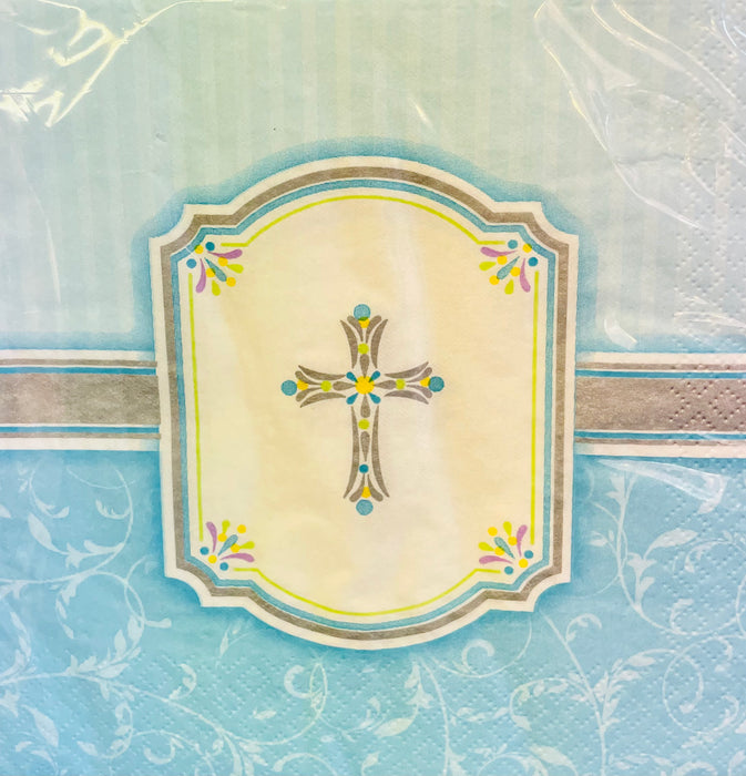 Christening Blue Cross Napkins The Ultimate Balloon And Party Shop Cheltenham & Gloucester Balloons & Fancy Dress 