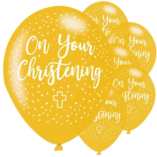 Christening Gold Balloons (6 Pack) The Ultimate Balloon And Party Shop Cheltenham & Gloucester Balloons & Fancy Dress 