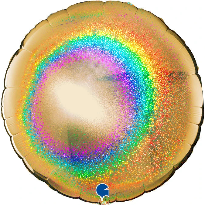 Circle Shaped Holographic Foil Balloon - Gold The Ultimate Balloon And Party Shop Cheltenham & Gloucester Balloons & Fancy Dress 