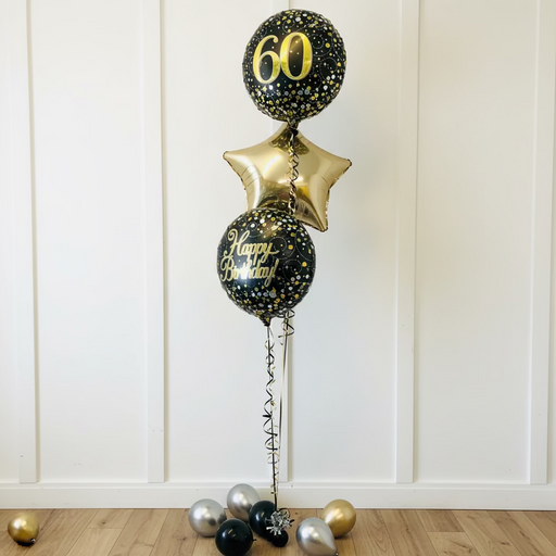 Classic 3 Foil Display -  Black & Gold The Ultimate Balloon And Party Shop Cheltenham & Gloucester Balloons & Fancy Dress 
