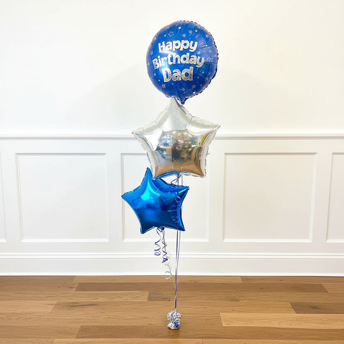 Classic 3 Foil Display -  Silver & Blue The Ultimate Balloon And Party Shop Cheltenham & Gloucester Balloons & Fancy Dress 